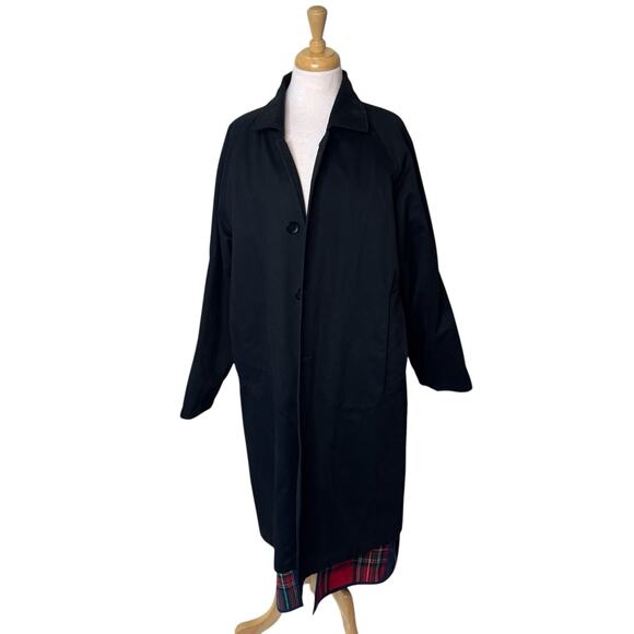2.7 AUGUST APPAREL Long Black Plaid Wool Blend Lined Button Up Coat Size Small - Picture 6 of 10